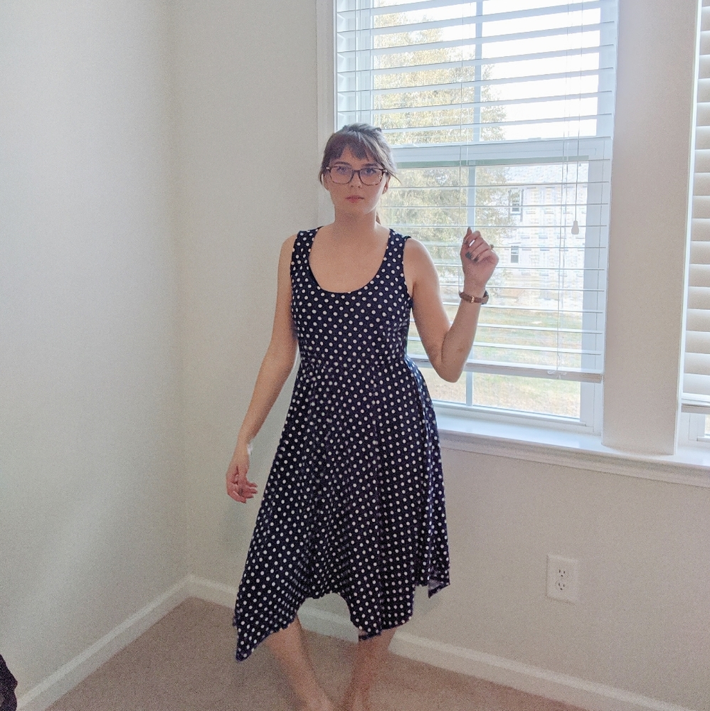 New York Collection Polkadot stretch dress - Picture 2 of 6